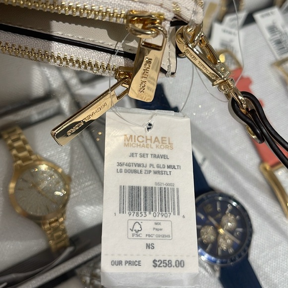 Michael Kors Jet Set Travel Large Double-Zip Wristlet-Wallet-PhoneHolder Pale Gd - Picture 15 of 16